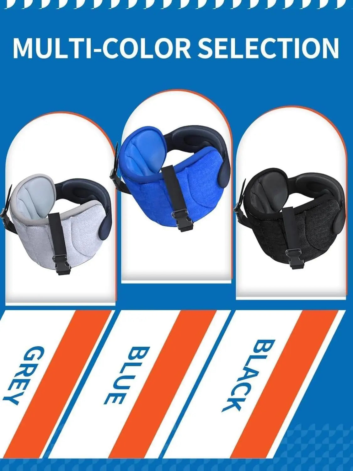 Ergonomic Memory Foam Travel Pillow Set for Airplanes and Road Trips - 360° Support Headrest with Eye Mask and Strap, Black