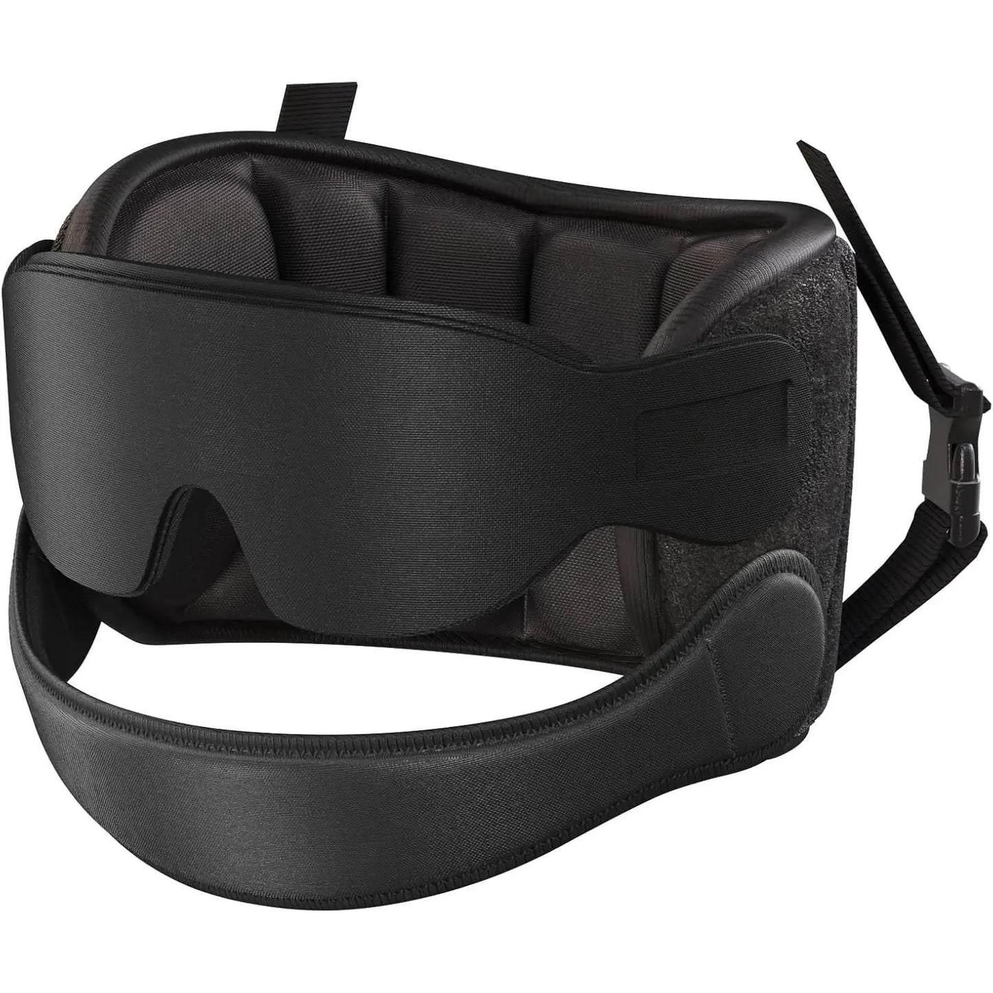 Airplane Travel Pillow Set with Chin Strap and Sleep Mask, 360° Headrest for Long Flights and Road Trips, Black