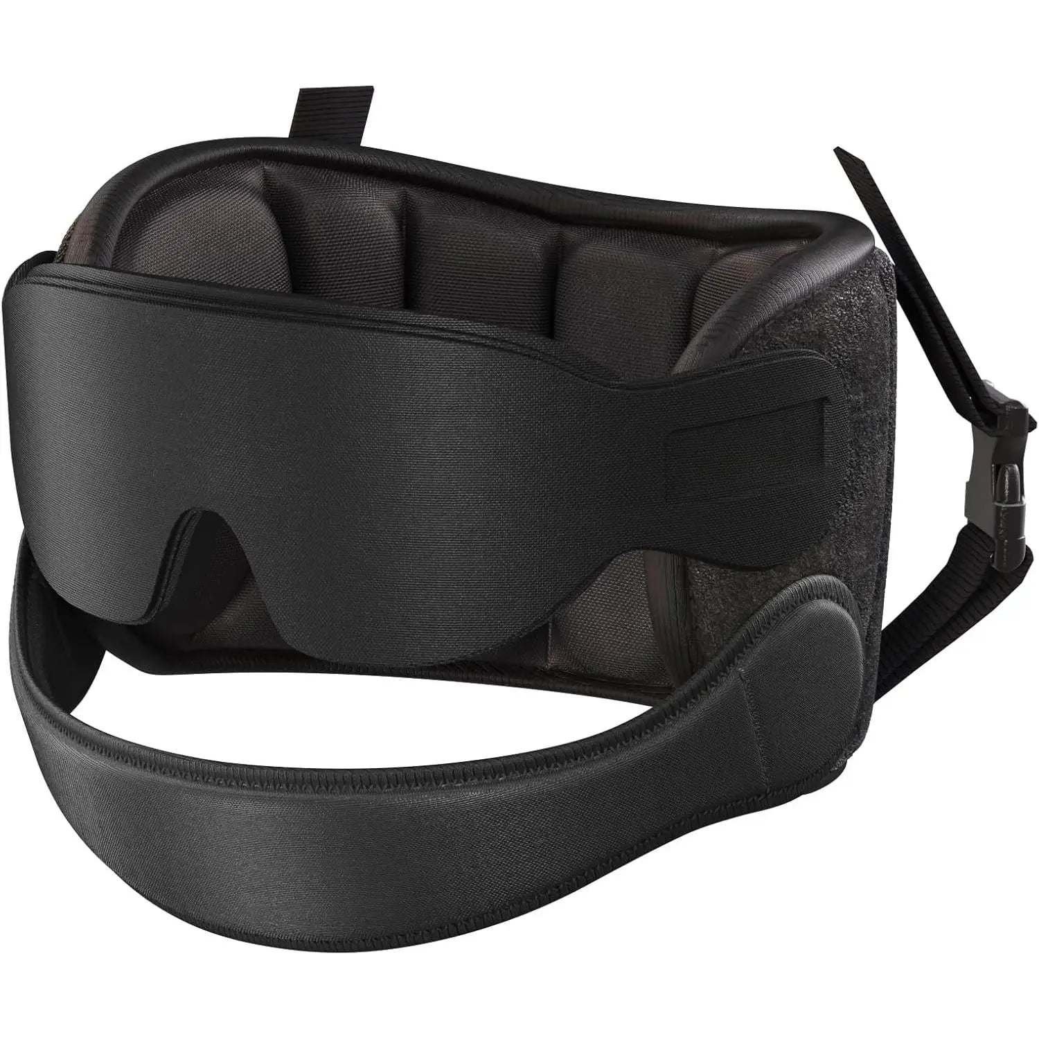Airplane Travel Pillow Set with Chin Strap and Sleep Mask, 360° Headrest for Long Flights and Road Trips, Black