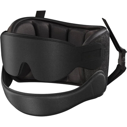 Airplane Travel Pillow Set with Chin Strap and Sleep Mask, 360° Headrest for Long Flights and Road Trips, Black