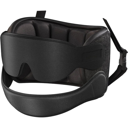 Airplane Travel Pillow Set with Chin Strap and Sleep Mask, 360° Headrest for Long Flights and Road Trips, Black