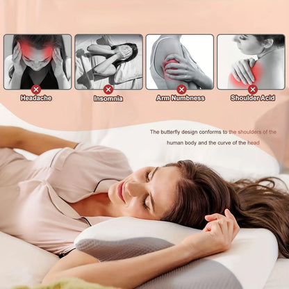 Premium Memory Foam Neck Pillow - Ergonomic Contour Sleep Pillow with Breathable Cover - Ideal for Comfortable Support