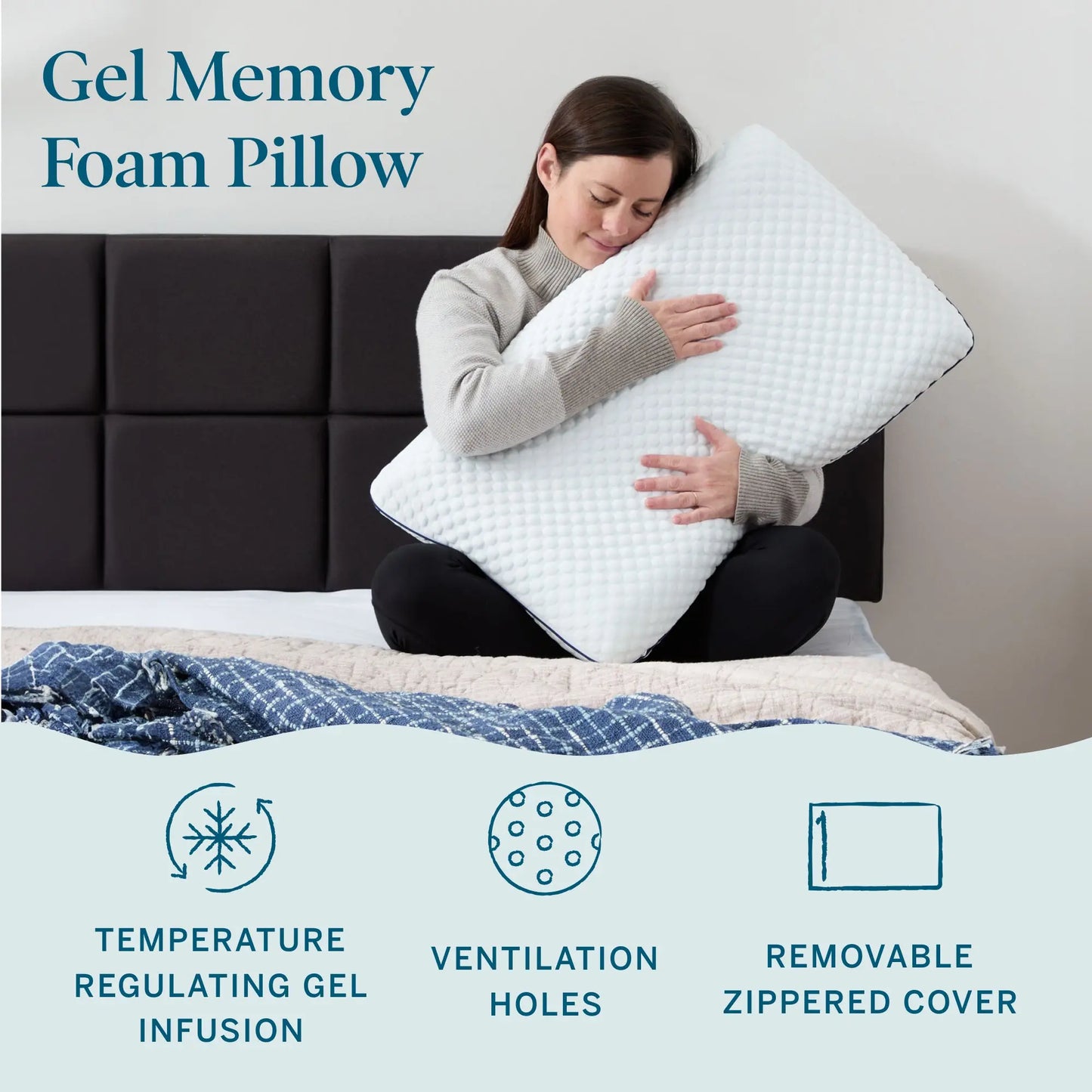 Ventilated Gel Memory Foam Pillow with Enhanced Breathability for Optimal Cooling Sleep Support