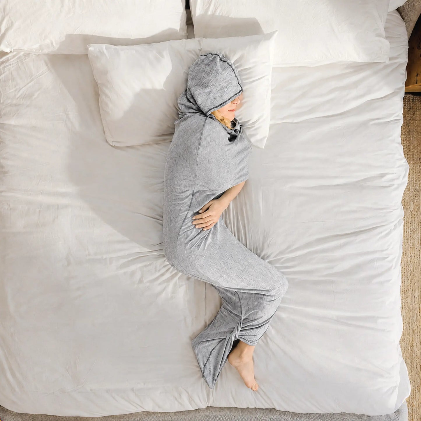 Hug Deep Sleep Wearable Blanket - Stretch Compression Sleep Sack with Hand Access, Breathable and Cozy Sensory Blanket for Adults, Kids, and Teens, Machine Washable Alternative to Weighted Blankets, Ideal for Sports and Nighttime Comfort Gifts