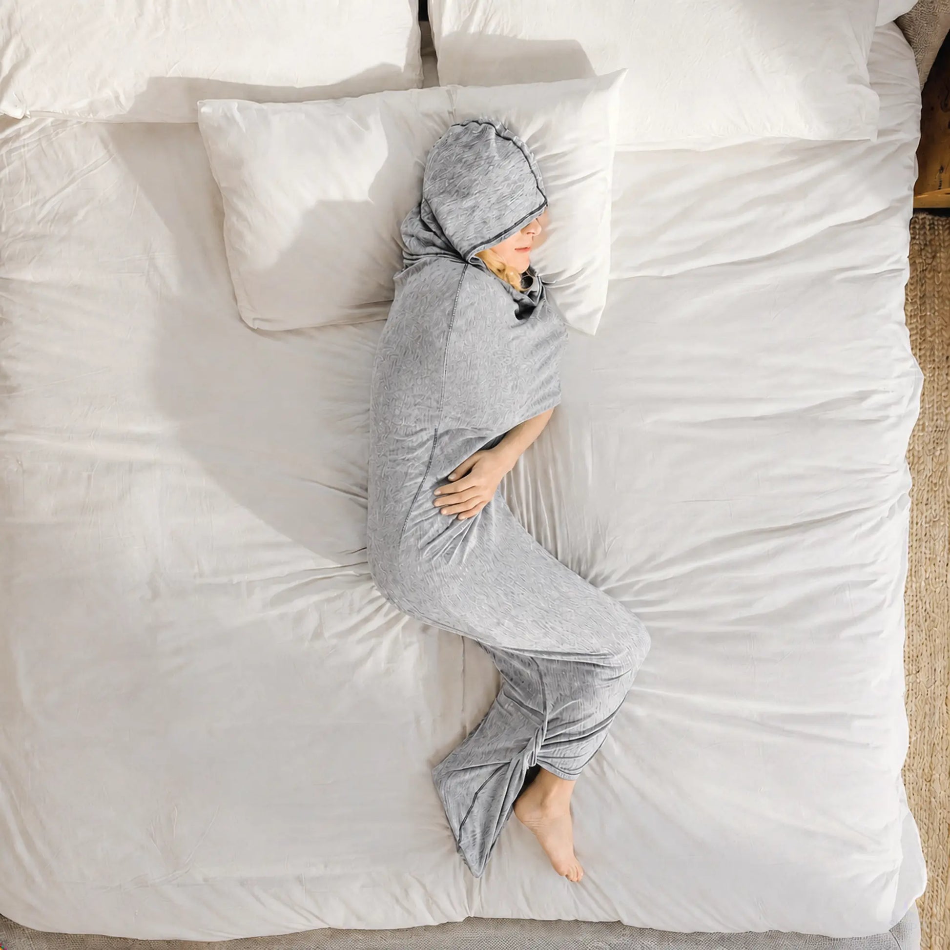 Hug Deep Sleep Wearable Blanket - Stretch Compression Sleep Sack with Hand Access, Breathable and Cozy Sensory Blanket for Adults, Kids, and Teens, Machine Washable Alternative to Weighted Blankets, Ideal for Sports and Nighttime Comfort Gifts