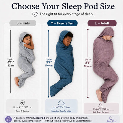 Hug Deep Sleep Wearable Blanket - Stretch Compression Sleep Sack with Hand Access, Breathable and Cozy Sensory Blanket for Adults, Kids, and Teens, Machine Washable Alternative to Weighted Blankets, Ideal for Sports and Nighttime Comfort Gifts
