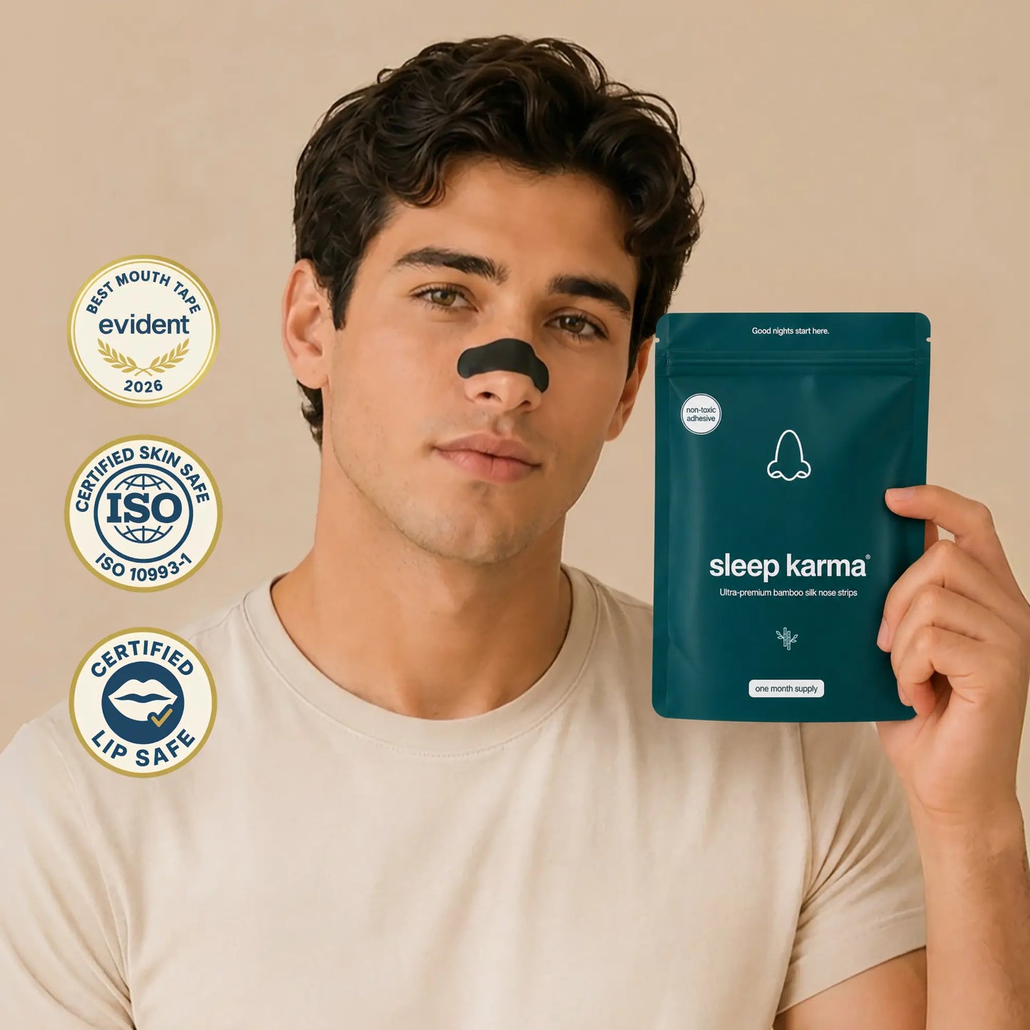 Sleep Karma Premium Bamboo Nasal Strips - Anti-Snoring Nasal Dilators for Enhanced Breathing and Improved Sleep Quality